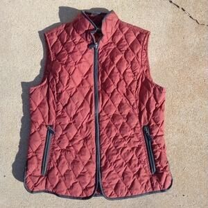 Eddie Bauer Womens Red Puffer Down Vest Size M Outdoorsy Hiking Western